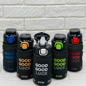 قمقمه ورزشی کروم مات EYUN مدل Good Luck ظرفیت 600ml با قفل و نی