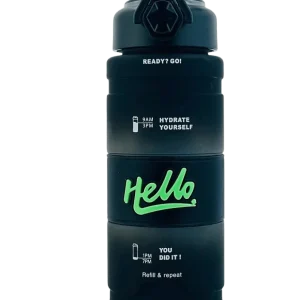 قمقمه ورزشی HELLO مدل مات حجم 1 لیتر (نی دار و درب قفلی)