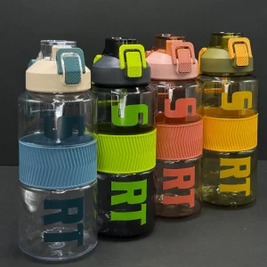 قمقمه ورزشی شفاف SRT ظرفیت 1 لیتر با درب قفل‌دار و لبی آسان نوش