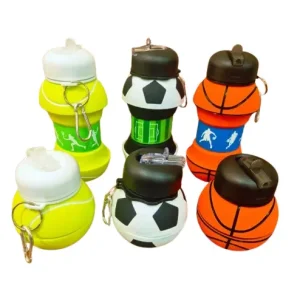 قمقمه سیلیکونی تاشو طرح توپ ورزشی (550 میلی‌لیتر)