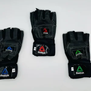 دستکش بدنسازی نیم انگشتی ریباک Reebok (کف چرم اشبالت)