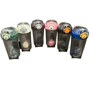 شیکر ورزشی شفاف EYUN – درب پیچی قفل دار با میکسر توپ شیکر – حجم ۴۵۰ میلی‌لیتر