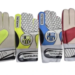 دستکش دروازه‌بانی بزرگسالان طرح بارسلونا – چرم مصنوعی و فوم با فنر محافظ انگشتان