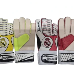 دستکش دروازه‌بانی بزرگسالان طرح رئال مادرید – چرم مصنوعی و فوم با فنر محافظ انگشتان