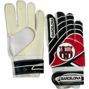 دستکش دروازه‌بانی پسرانه طرح بارسلونا – چرم مصنوعی و فوم با فنر محافظ انگشتان