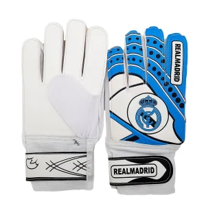 دستکش دروازه‌بانی پسرانه طرح  رئال مادرید – چرم مصنوعی و فوم با فنر محافظ انگشتان