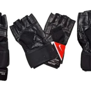 دستکش بدنسازی نیمه‌انگشتی  نایک – کف چرم، پارچه کتان تنفس‌پذیر و مچ‌بند چسبی