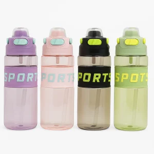 قمقمه ورزشی Sports شفاف با درب قفل دار و نی – گنجایش ۸۰۰ میلی‌لیتر