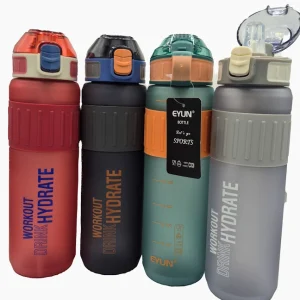 قمقمه ورزشی ایون (EYUN) مدل WORKOUT گنجایش 1000 میلی لیتر | بدنه مات و دور سیلیکونی (درب قفل‌دار + لبی آسان نوش)