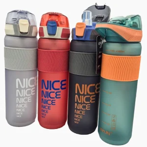 قمقمه ورزشی ایون (EYUN) مدل NICE ظرفیت 1000 میلی لیتر | نی‌دار با دور سیلیکونی (درب قفل‌دار + دستگیره)