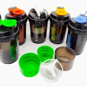 شیکر بدنسازی 3 تیکه اسپایدر (Spider) مدل دودی مات | مخزن‌دار (فنر فلزی + درب قفلی)