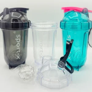 شیکر شفاف مدل Sport-X حجم 500 میلی‌لیتر درب پیچی و دستگیره دار