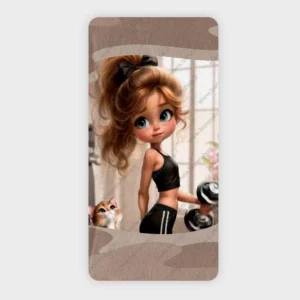 حوله باشگاهی طرح Fit Doll & Cat | مدل دخترانه فانتزی با گربه بامزه 120×60