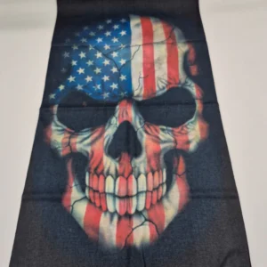 اسکارف ورزشی نخی طرح جمجمه و پرچم کلاسیک | فیس‌ماسک اسکلتی مدل Patriotic Skull