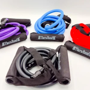 کش تمرینی قدرتی روکشدار Thera‑Band | مدل CX دستهدار مقاومتی