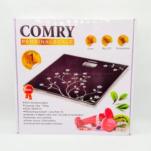 ترازو دیجیتال شیشه‌ای کامری (Comry) مدل ۸ میلی‌متری | ترازوی خانگی ۱۸۰ کیلوگرمی با دماسنج