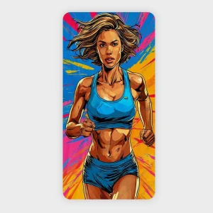 حوله ورزشی و باشگاهی طرح زن ورزشکار (Running Girl) | ابعاد ۶۰×۱۲۰ سانتی‌متر با طراحی گرافیکی مدرن
